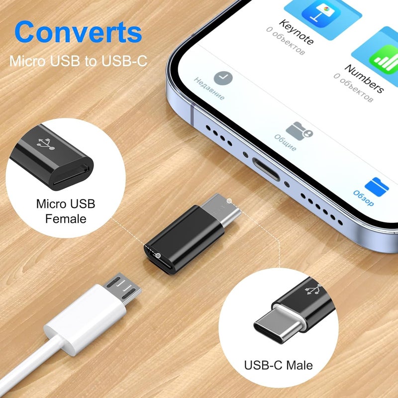 Vanjua 4 Pack Micro USB to USB C Adapter, Micro-USB Female to USB-C Male OTG Adapter Compatible with Samsung Galaxy S10 S9 S8 Plus Note 9 8, MacBook, LG V30 G5 G6, Moto Z2 Play Type-C Phones, Tablets (Black) - Image 3